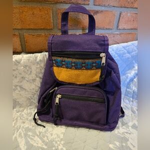 Purple Backpack with Gold and Blue Accents